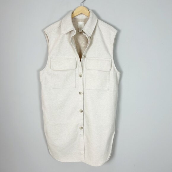 H&M Softshell Blazer Vest Jacket Heathered Oatmeal Size Medium Women's - Picture 3 of 5